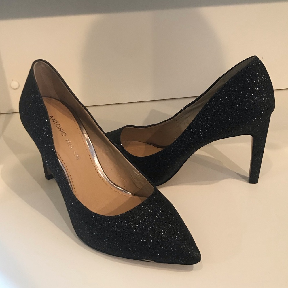 “Antonio Melani” Black Sparkly Heels